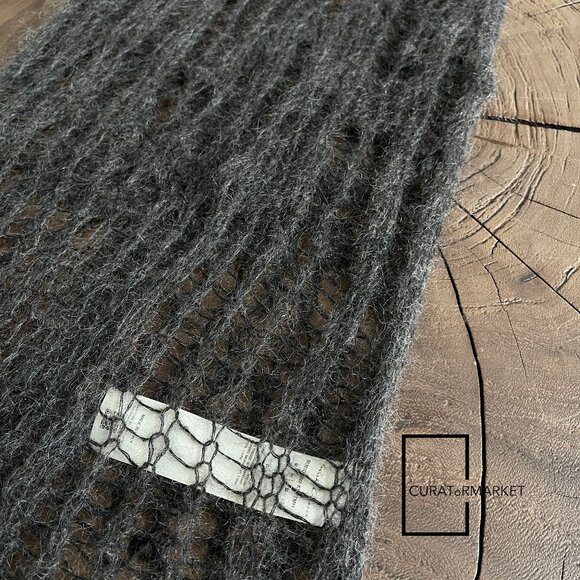 Rick Owens: Wool Blend Dark Dust Hand Knit Spider Tank Top SS24 Lido - Picture 3 of 16